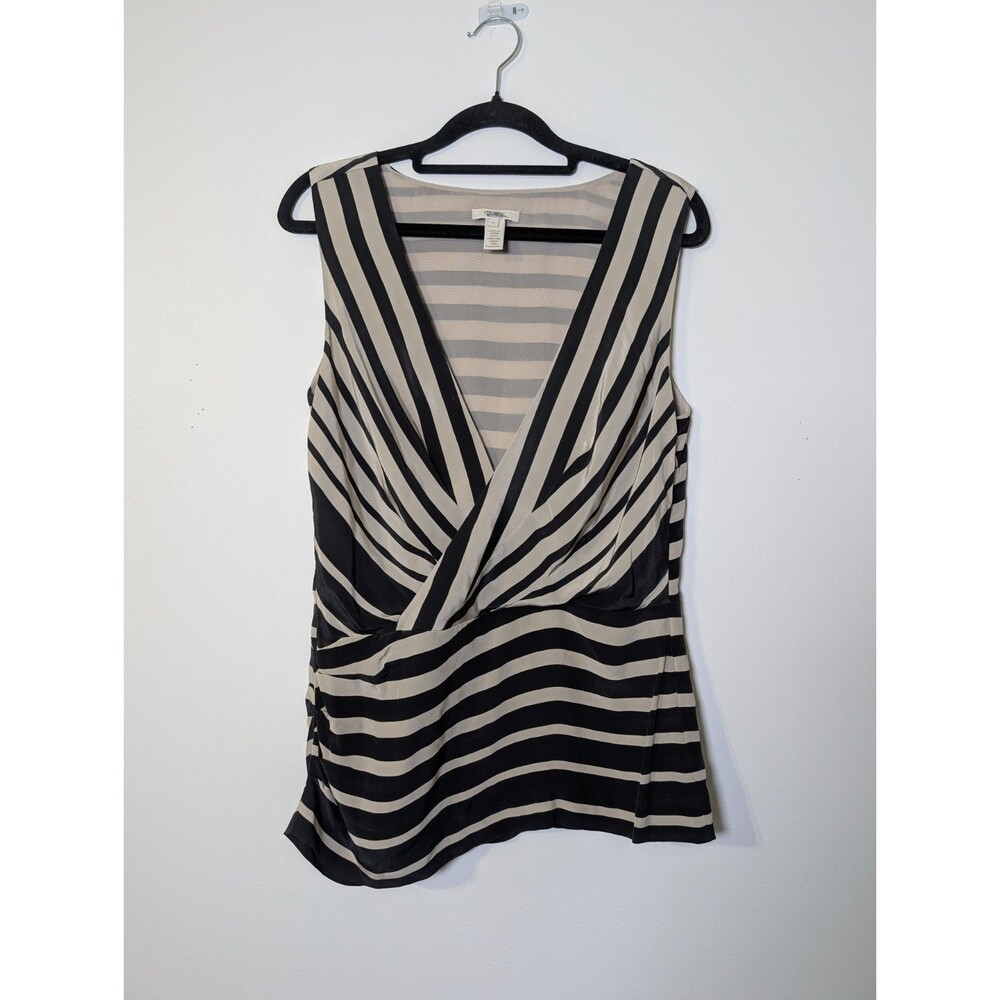 J. Crew Silk Striped Surplice Top Size 0 Quiet Luxury Nautical Blouse Summer - Picture 7 of 7